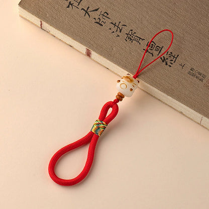 Cute Cartoon Bodhi Lucky Cat Bag Charm Phone Chain With Wrist Pendant Anti Loss Phone Case Lanyard Backpack Decoration Gift