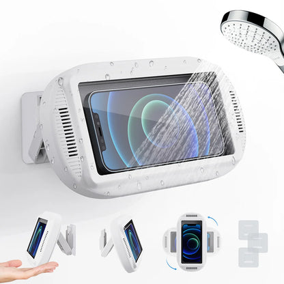 Upgraded Shower Phone Holder Waterproof with Speaker Hole Screentouch Shower Phone Stand Case Mount for Bathroom Bathtub Kitchen