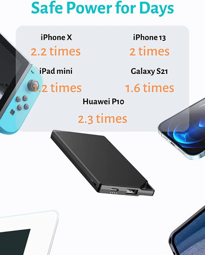 TNTOR Ultra-thin mini 8mm power bank 10000mAh 5v 2A fast charging power bank outdoor battery for iPhone 14 13 12 pro Xiaomi
