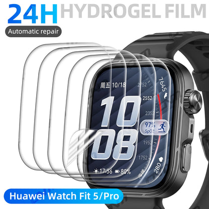 Soft Protection Film For Huawei Watch Fit 5/5 Pro Screen Protector Clear Hd Flexible Anti-Scratch Film Accessories (Not Glass)
