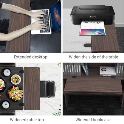 Walnut Wooden Desk Extender Ergonomic Design Large Space Foldable Structure Clamp- On Keyboard Tray Elbow Arm Support for Desk
