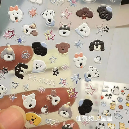 INS Cute Cat Dog Sticker Korean Style Cute 3D Relief Decal Decorative Kawaii Stickers Mobile Phone Case DIY PC Waterproof Decals