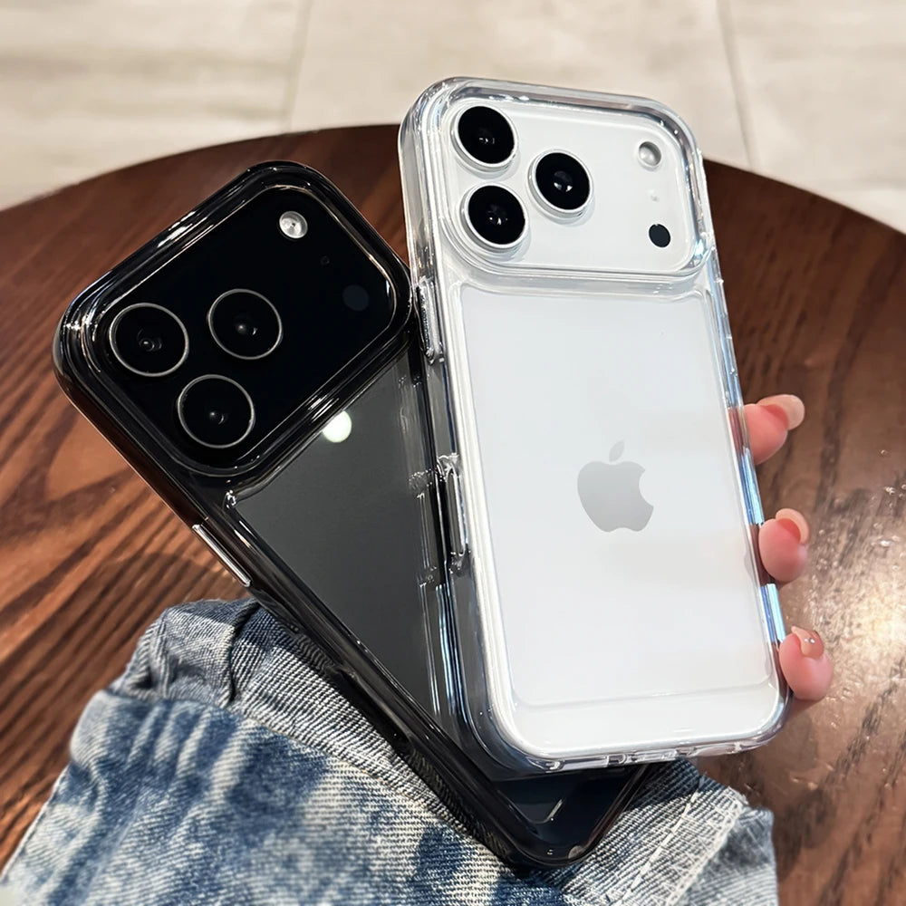 Luxury Transparent Shockproof Case For iPhone 17 16 15 14 13 12 11 Pro Max Air Plus Clear Bumper Acrylic Cases Cover