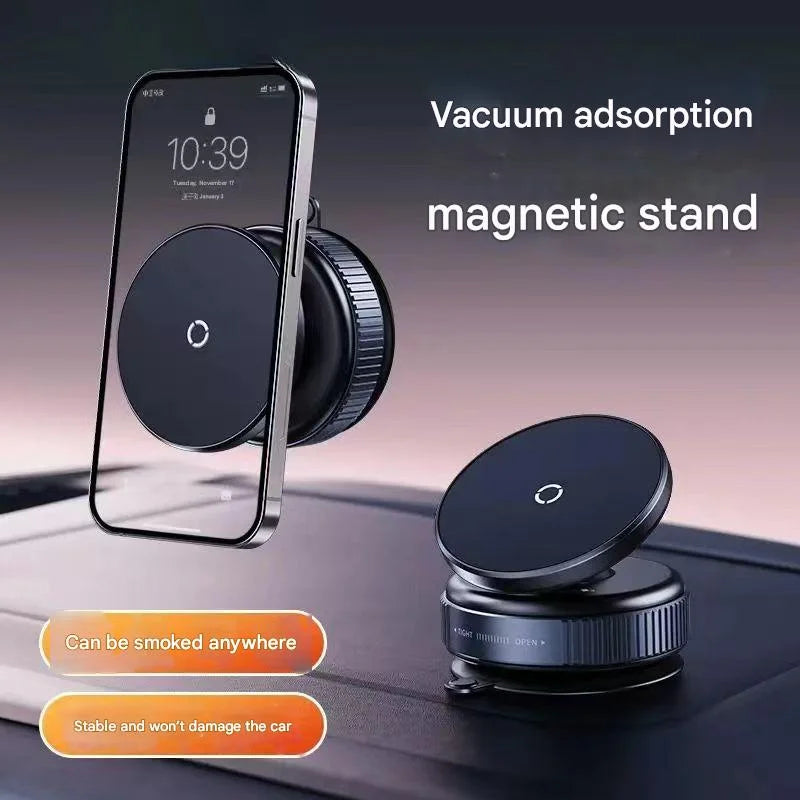 Magnetic Car Mount Mobile Phone Holder Vacuum Adsorption 360° Rotation Super Strong Suction Bracket for Iphone12-16 Smartphone