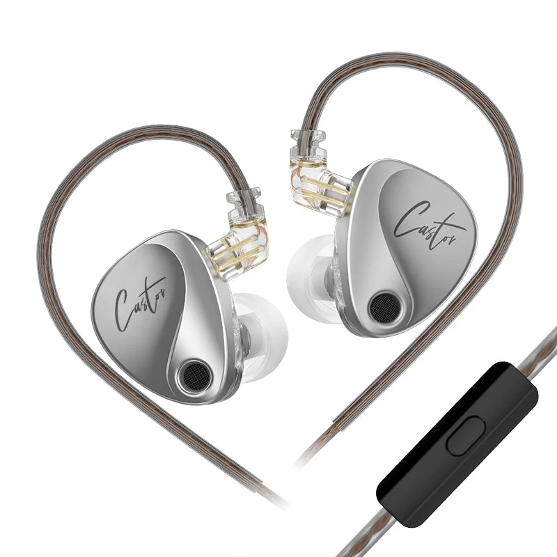 KZ Castor in Ear HiFi Earphone 2DD Dynamic High-end Tunable Balanced Armature Earphones Noise Cancelling with Detachable Cable