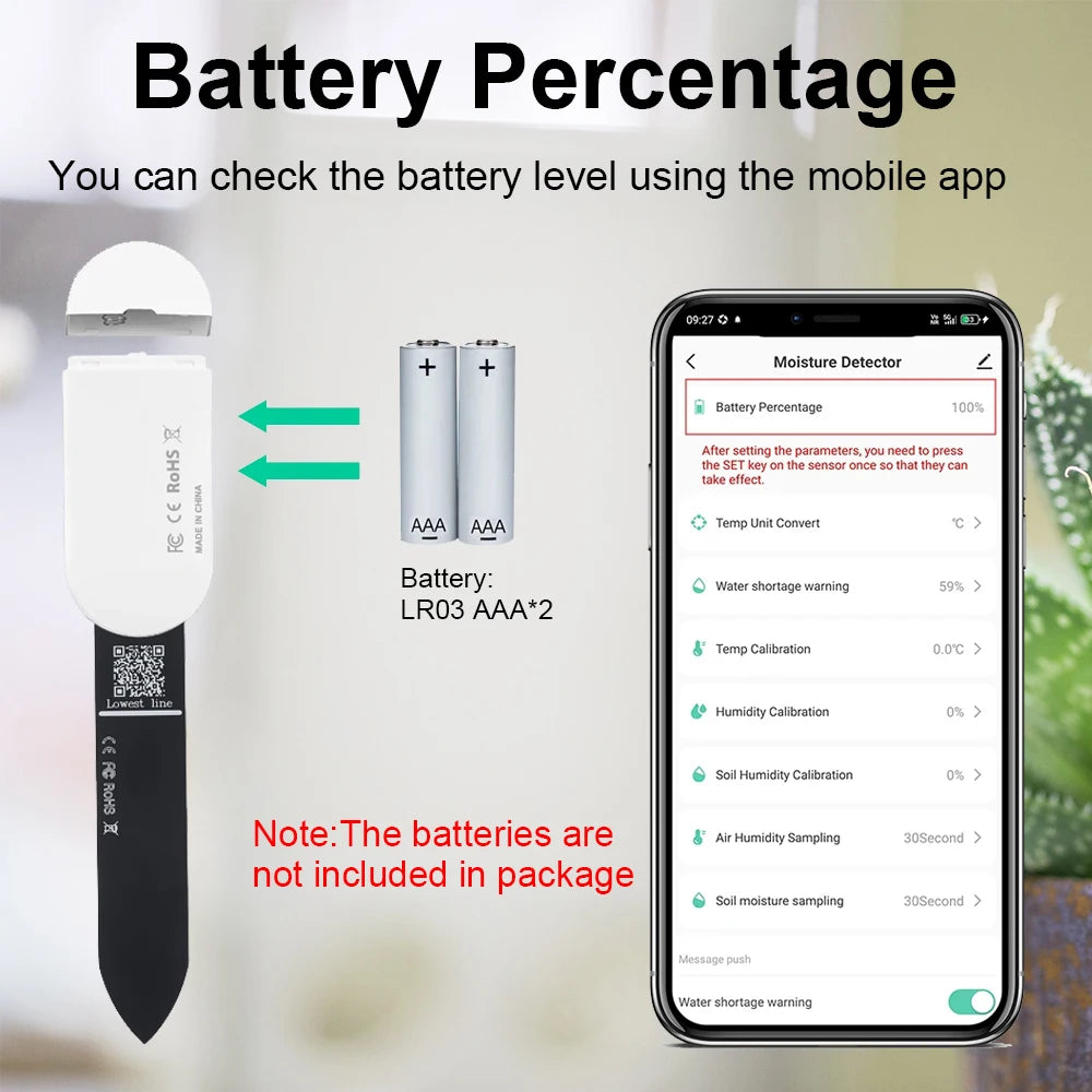 Tuya Zigbee Temperature Humidity Moisture Detector Smart Soil Tester Moisture Sensor Phone App RealTime Monitor for Home Garden