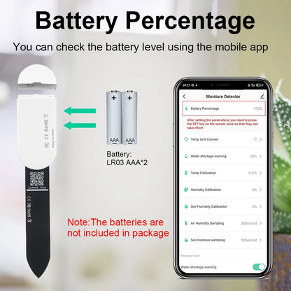 Tuya Zigbee Temperature Humidity Moisture Detector Smart Soil Tester Moisture Sensor Phone App RealTime Monitor for Home Garden