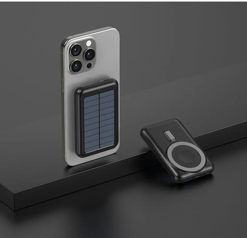 10000mAh Solar Power Bank Magnetic Wireless Charger Powerbank For iPhone 15 14 13 12 Pro Mini Portable External Battery Charger