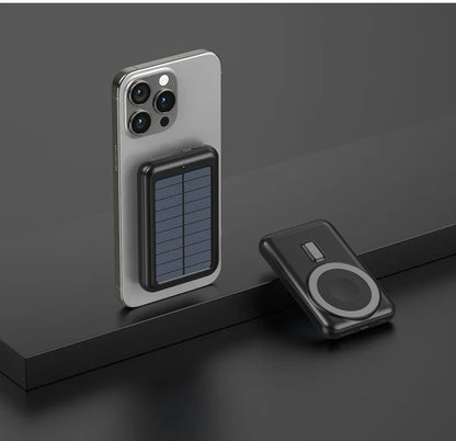 10000mAh Solar Power Bank Magnetic Wireless Charger Powerbank For iPhone 15 14 13 12 Pro Mini Portable External Battery Charger