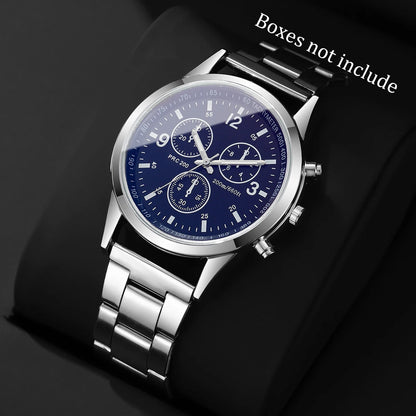 Fashion Men Business Quartz Watch Luxury Silvery Strap Wristwatch Reloj Hombre（Without Box）