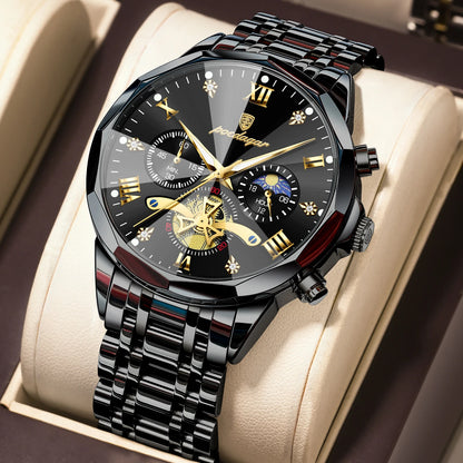 POEDAGAR Luxury Men Clock Waterproof Luminous Chronograph Sport Man Wristwatch Stainless Steel Fahion Quartz Men's Watches Reloj