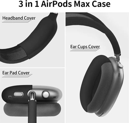 3 in 1 Soft Silicone Skin Protector Headphones Case For Airpods Max Cases Anti Scratch Shockproof Earphone Cover Accessories