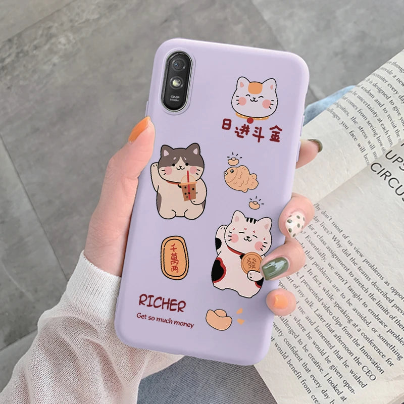 For Redmi 9AT 9A 9at Back Cover Protective Case Soft Silicone Cute Cartoon Cat Frog Funda Phone Case For Xiaomi Redmi 9C 13C 14C