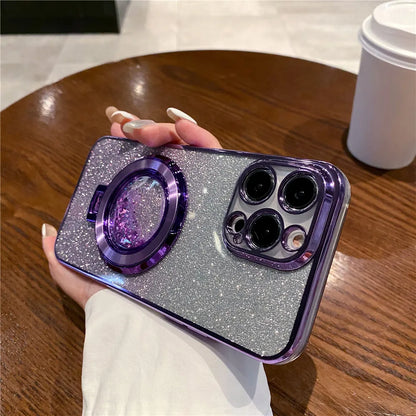 Quicksand Bracket Glitter Case For Xiaomi Redmi 9A 9C 10A 10 10C 12 4G 12C 13C 4G 13C 5G A3 A1 A2 Plus Magnetic Stand Soft Cover