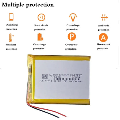 3.7V 10000mAh 146074 Li-polymer Battery 136074 Rechargeable Polymer Lithium Batteries for Power Bank Toy GPS Laptop Lights Diy