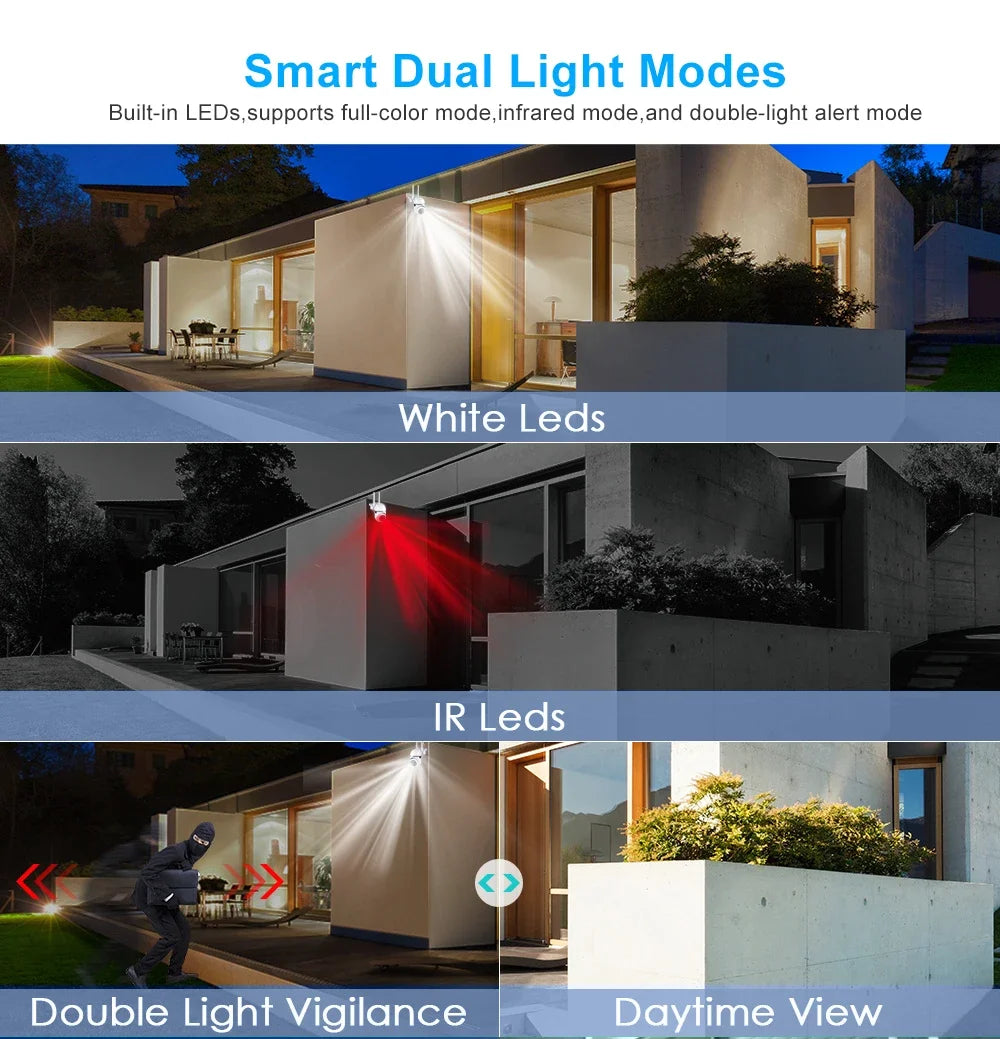 8MP Wifi Surveillance Camera PTZ Wireless IP Camera 8X Zoom AI Human Tracking Two-way Audio Color Night Vision Security Cam CCTV