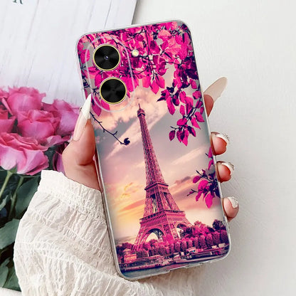 For Cover Xiaomi Redmi A5 4G / Poco C71 Phone Case Colorful Flower Butterfly Love Heart Lxuru Women Fashion Soft Clear Silicone