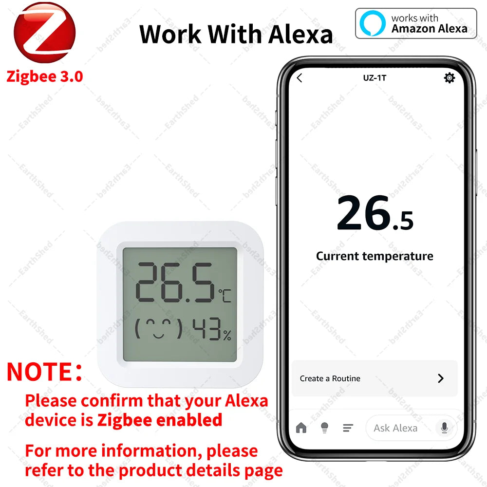 Zigbee 3.0 Temperature and Humidity Sensor Zigbee Hub Required work with Home Assistant Yandex Alexa ZHA Zigbee2MQTT