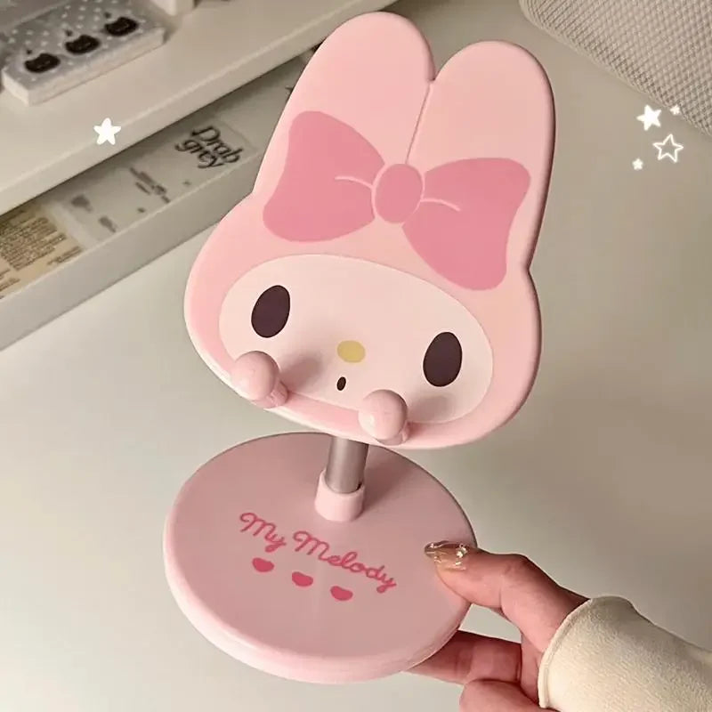 New Sanrio Foldable Phone Stand Melody Kuromi Portable Anti-Slip Base Soft Silicone Compatible with All Smartphones Tablets Gift