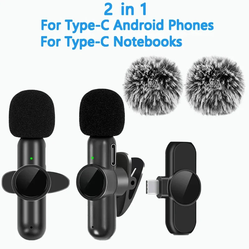2.4G Wireless Lavalier Microphone  Audio Video Recording Noise Cancelling  for IPhone/iPad/Android/Xiaomi/Samsung Live Game Mic