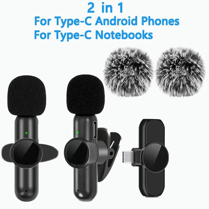 2.4G Wireless Lavalier Microphone  Audio Video Recording Noise Cancelling  for IPhone/iPad/Android/Xiaomi/Samsung Live Game Mic