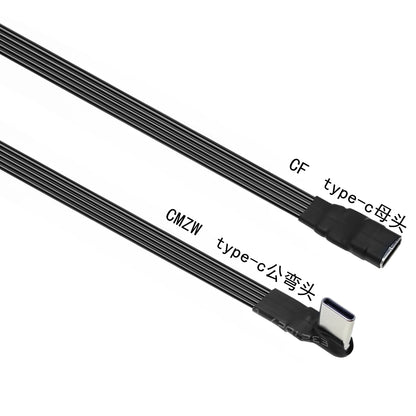 50CM Type C to USB-C 90° Angled adapter cable Power bank flexible cable PD cable charging cable USB C bend flat silicone cable
