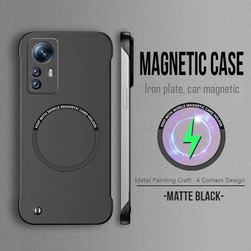 Magnetic Metal Paint Thin Frameless Phone Case For XIAOMI 17 Pro Max 15 Ultra 15T 14 14T 13 13T 12 11 11T Pro Protective Cover