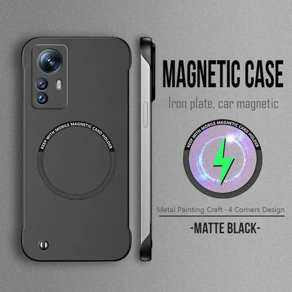 Magnetic Metal Paint Thin Frameless Phone Case For XIAOMI 17 Pro Max 15 Ultra 15T 14 14T 13 13T 12 11 11T Pro Protective Cover