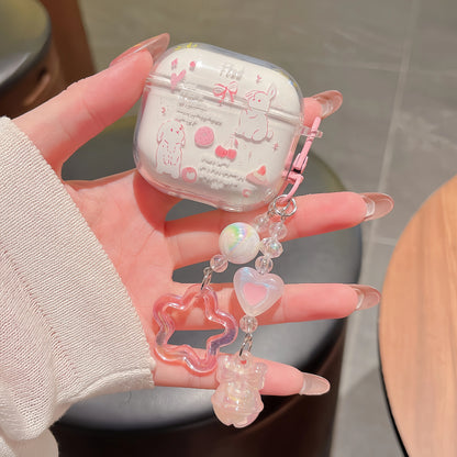 Case For 2025 New AirPods Pro3 4 3 2 1 Pro 2 Case TPU Cute DIY Star Butterfly Flower Dog Earphone Protective Cover With Pendant