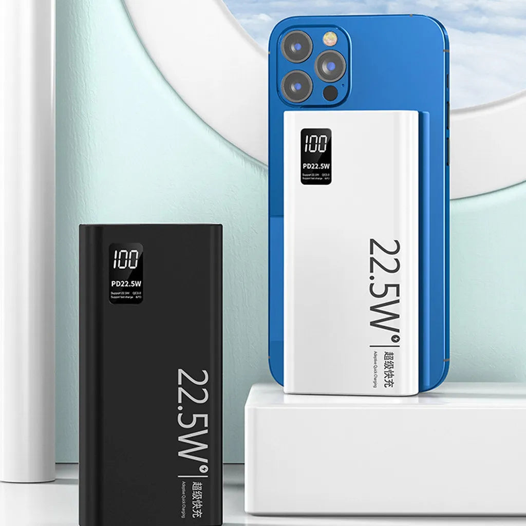 Power Bank 20000mAh Com Tela LCD Carregamento Rápido 2 Portas USB Para Celular Viagem E Uso Diário Portátil