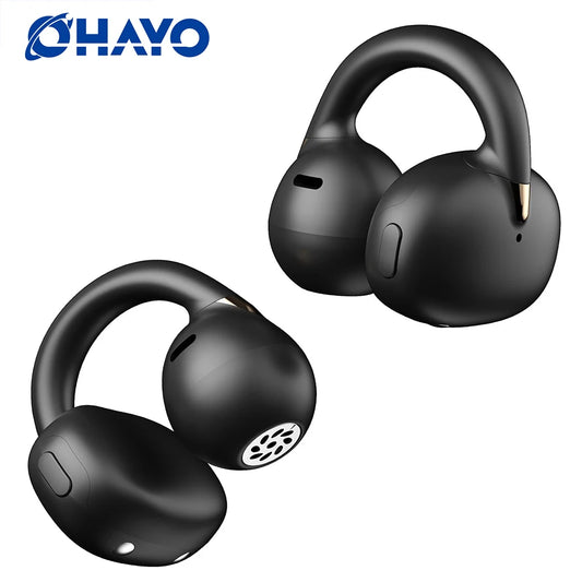 OHAYO Open Ear Headphones, Clip on Earphones, Wireless Earbuds Bluetooth 5.4, Lightweight Comfort，AI Call Noise Cancellation