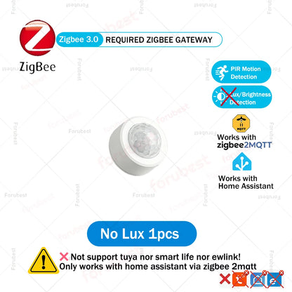 Zigbee 3.0 PIR Motion Sensor Infrared Detector Human Body Movement & Lux Brightness Light Sensor Works with Home Assistant Z2M