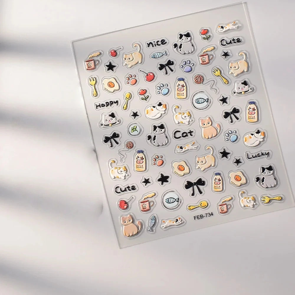 INS Cute Cat Dog Sticker Korean Style Cute 3D Relief Decal Decorative Kawaii Stickers Mobile Phone Case DIY PC Waterproof Decals