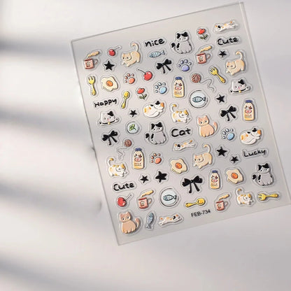 INS Cute Cat Dog Sticker Korean Style Cute 3D Relief Decal Decorative Kawaii Stickers Mobile Phone Case DIY PC Waterproof Decals
