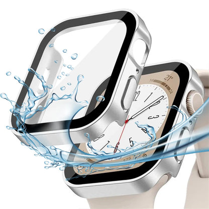 Tempered Glass Case for Apple Watch 45mm 41mm 44mm 40mm Screen Protector Cover Waterproof Hard Bumper iWatch Series 4 5 SE 6 7 8