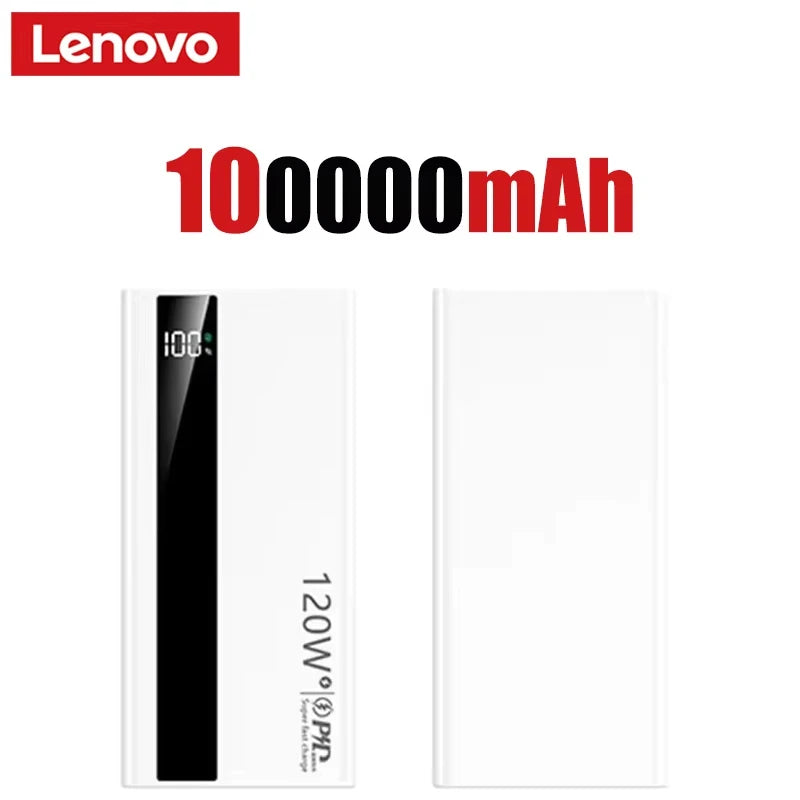 Lenovo 500000mAh Large Capacity Power Bank 120W Super Fast Charging Portable Backup Battery for Smartphone Outdoor Use