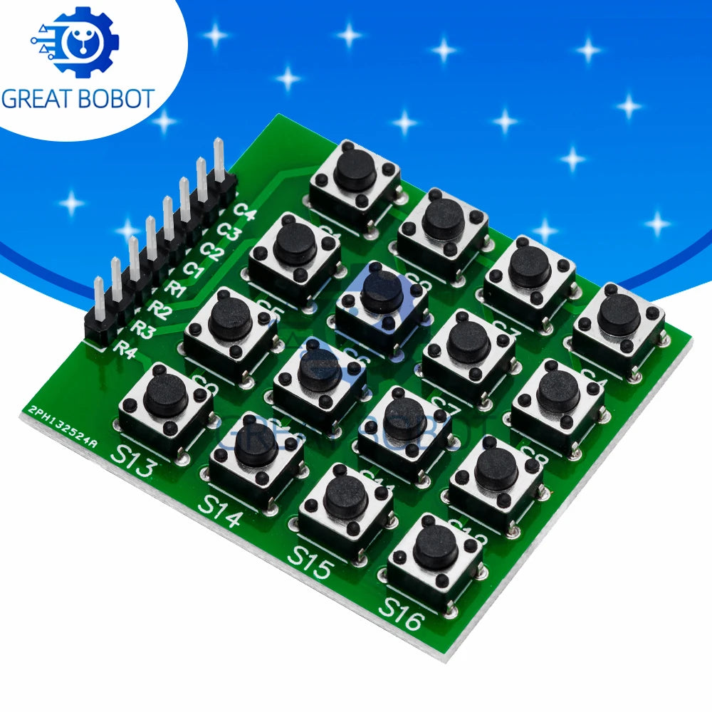 1PCS 8pin 4*4 4x4 Matrix 16 Keypad Keyboard Breadboard Module 16 Button Mcu for arduino Diy Starter Kit