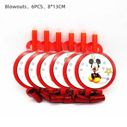 Mickey Balloon Cartoon Mouse Minnie Decorations Party Happy Birthday Banner Cake Topper Disposable Tableware Background Gift Bag