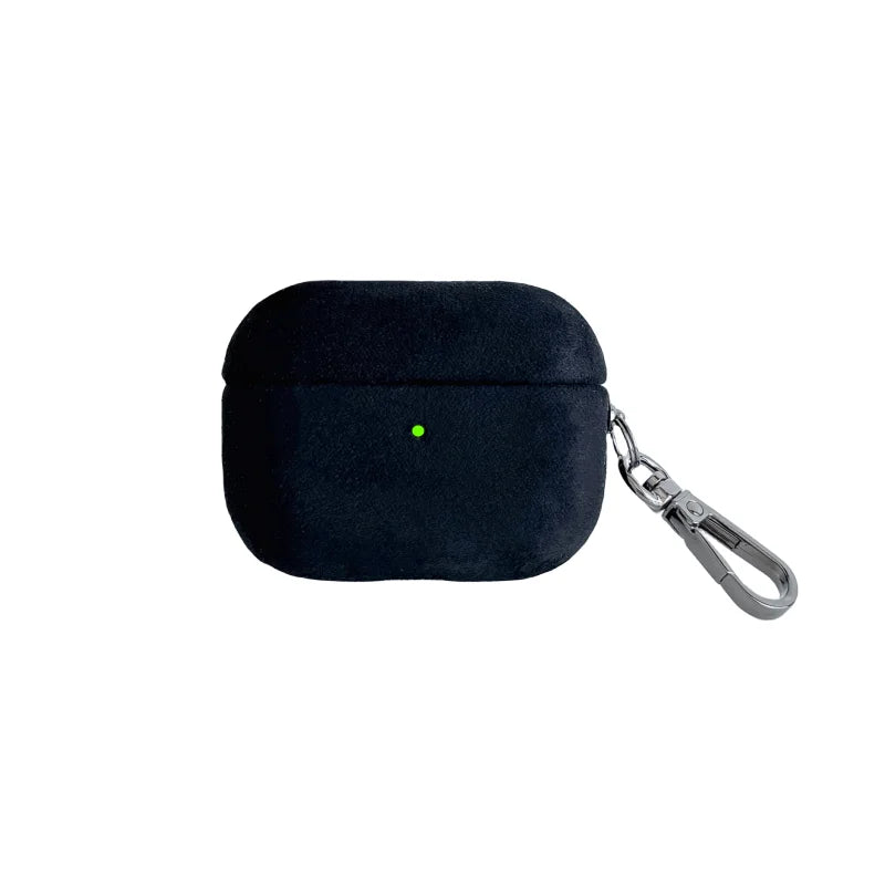 Luxury Italian Suede Headphone Case for Airpods 4 3 1 Pro 2 Anti-loss Metal Keychain Wireless Charge All Inclusive Earphone Case