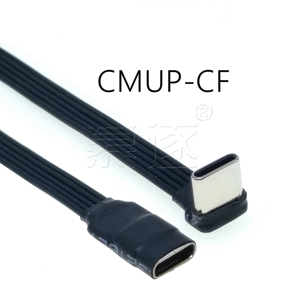 50CM Type C to USB-C 90° Angled adapter cable Power bank flexible cable PD cable charging cable USB C bend flat silicone cable