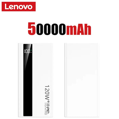 Lenovo 500000mAh Large Capacity Power Bank 120W Super Fast Charging Portable Backup Battery for Smartphone Outdoor Use
