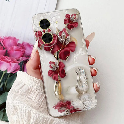 For Cover Xiaomi Redmi A5 4G / Poco C71 Phone Case Colorful Flower Butterfly Love Heart Lxuru Women Fashion Soft Clear Silicone