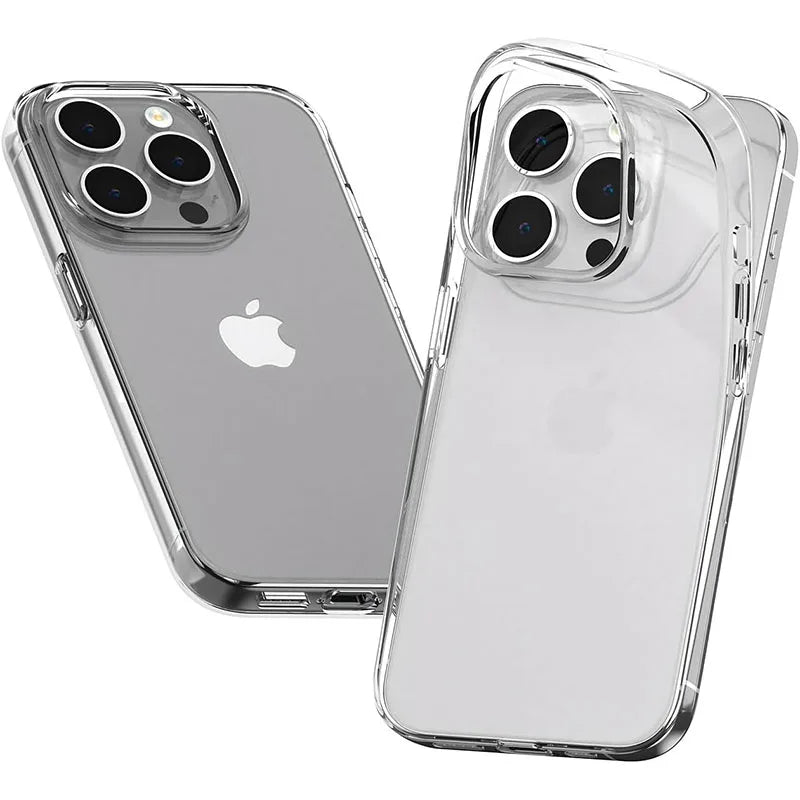 Silicone Transparent Phone Case For iPhone 16 15 11 12 13 14 Plus 15 Pro Max 13 mini 16e Ultra Thin Clear TPU Soft Cover Fundas
