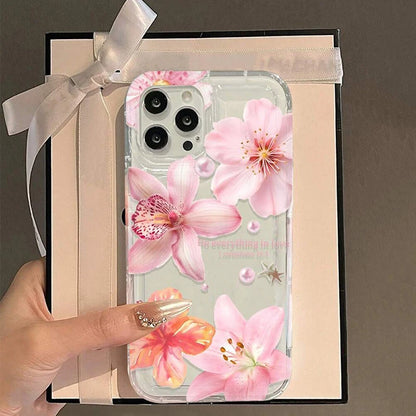 Floral Pattern Transparent Shockproof Soft TPU Phone Case For iPhone 17 16 Pro Max 16E 15 14 13 12 11 XS X XR 7 8 Plus SE2 Cover
