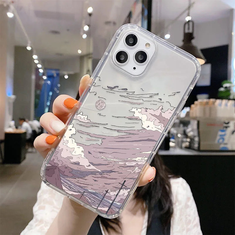 For Samsung S23 S25 Ultra Case Anime Landscape Phone Case For Samsung Galaxy S24 S22 Ultra S20 S21 FE S23Ultra S 23 Plus Covers