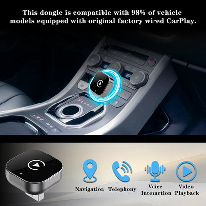 2 IN 1 Wireless Carplay Adapter, Converts Wired to Wireless carplay Adapter for iPhone, Wireless Control Plug & Play Carplay