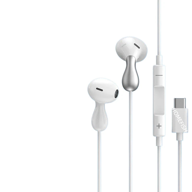 HOMEFISH USB-C Wired Earbuds In-Ear Headphones with Mic HiFi Stereo Sound Tangle-Free Braided Cable Type-c,3.5mm 2skus