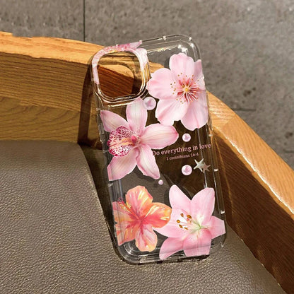 Floral Pattern Transparent Shockproof Soft TPU Phone Case For iPhone 17 16 Pro Max 16E 15 14 13 12 11 XS X XR 7 8 Plus SE2 Cover