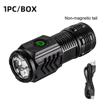 Three-eyed monster LED flashlight, a must-have for night travel, portable, high brightness, strobe lighting