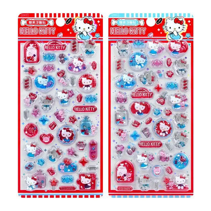 Kawaii Hello Kitty 3D Relief Stickers Cute Phone Case Laptop Water Bottle Decorations Stickers School Stationery Supplies